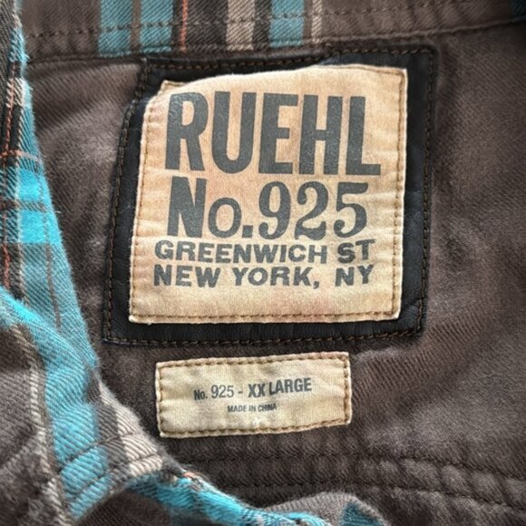 RUEHL No 925 XXL Blue Gray Plaid Flannel Shirt - Picture 2 of 8